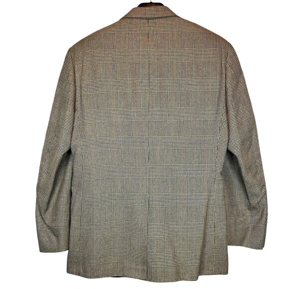 Hickey Freeman Silk and Wool Blazer Men's 40R Tan and Black Houndstooth - Picture 2 of 9